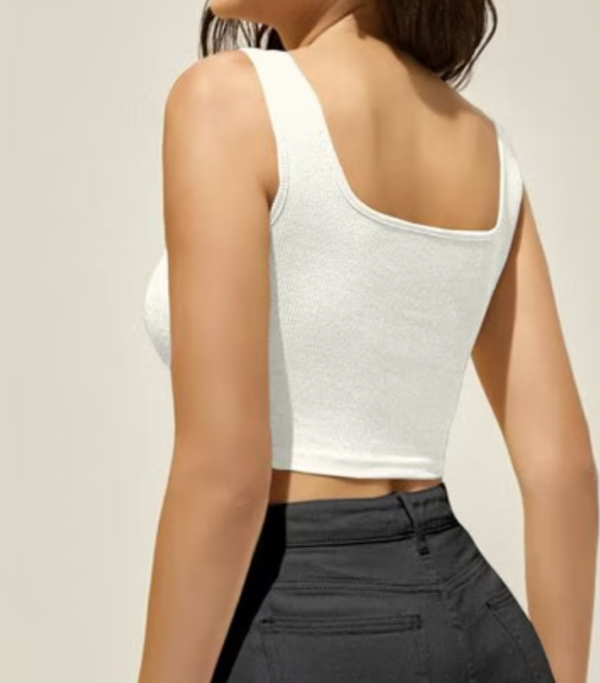 BASIC WHITE SQUARE NECK TOP - Image 2